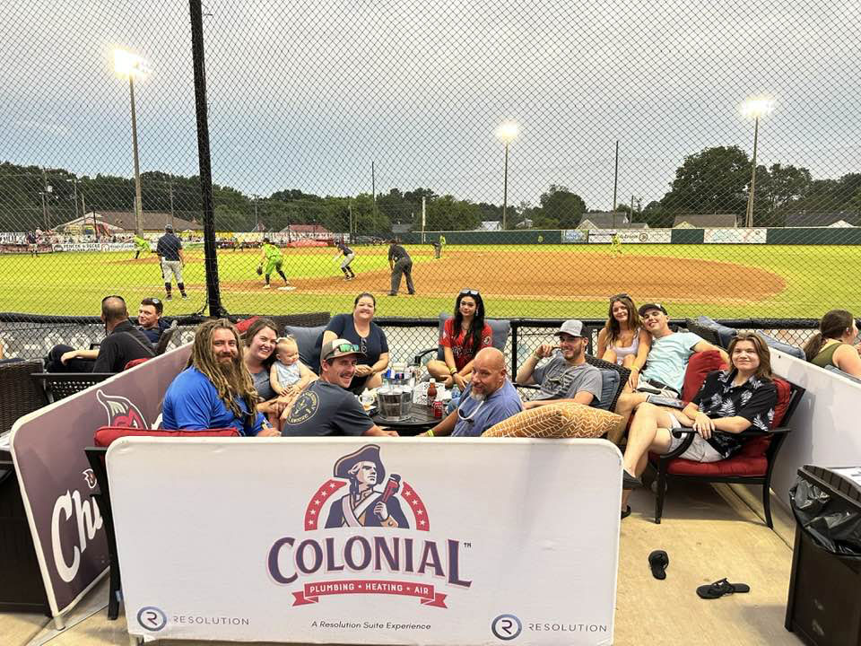 employees at baseball game